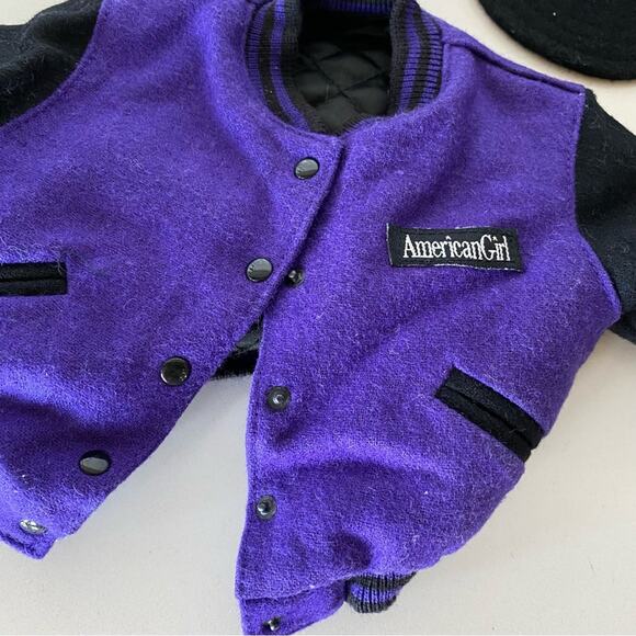 AMERICAN GIRL DOLL Today Jacket Cap Baseball Hat Varsity Purple Black Outfit Set - Picture 3 of 7
